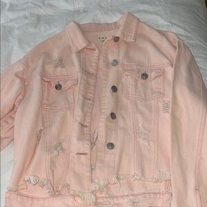 POL Women's Light Pink Distressed Jacket